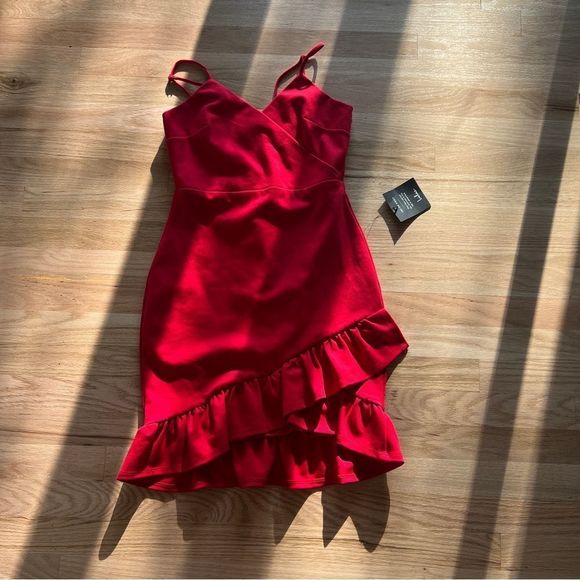 NWT Lulus Sealed with a kiss red bodycon dress sexy knit strappy wedding guest - Picture 5 of 7